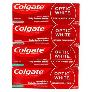 LOT 4 Colgate Optic White Stain Fighter Toothpaste Fresh/Clean Mint 4.2 oz